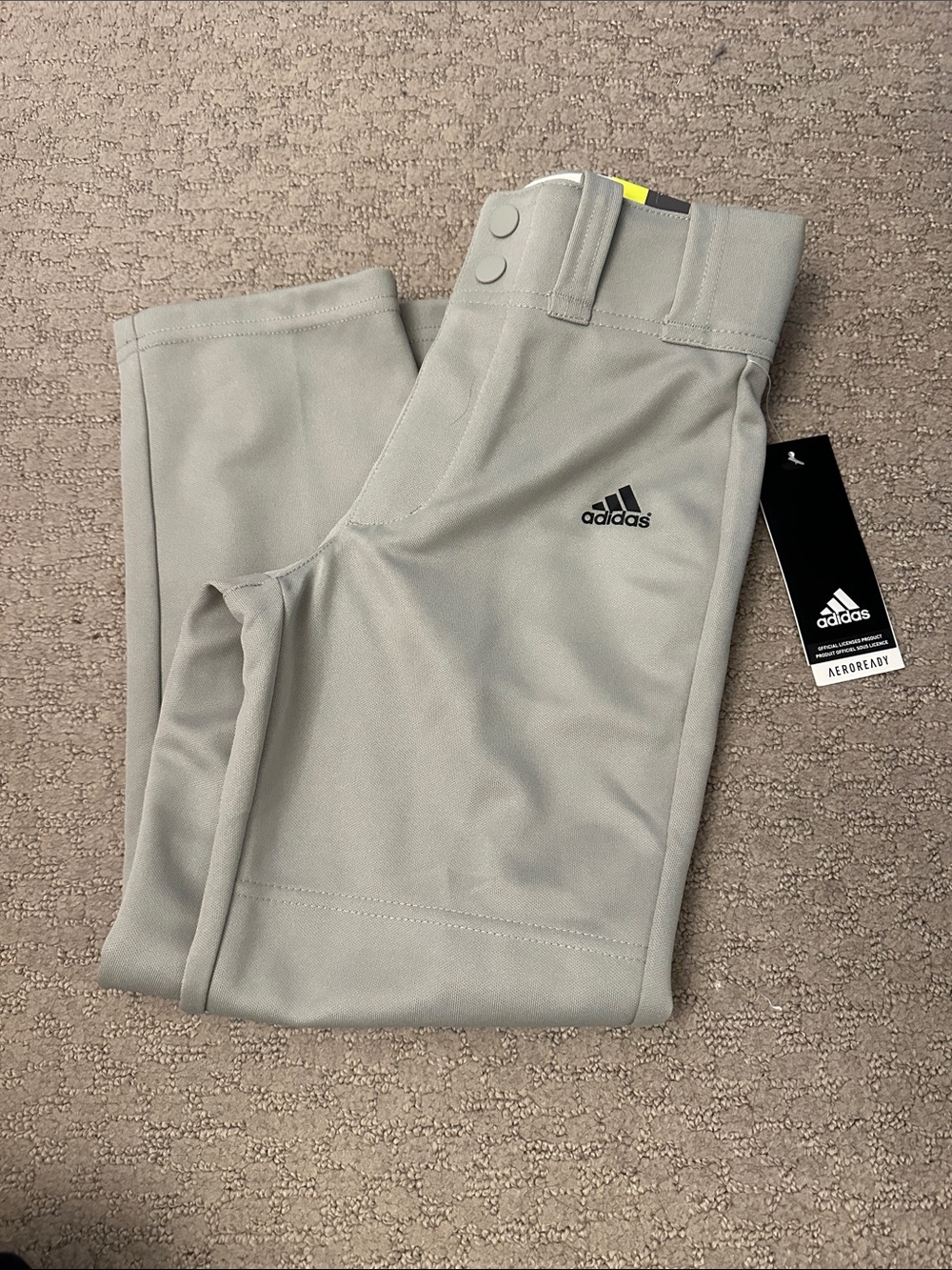 adidas Kids Light Gray Athletic Joggers with Snap Waist